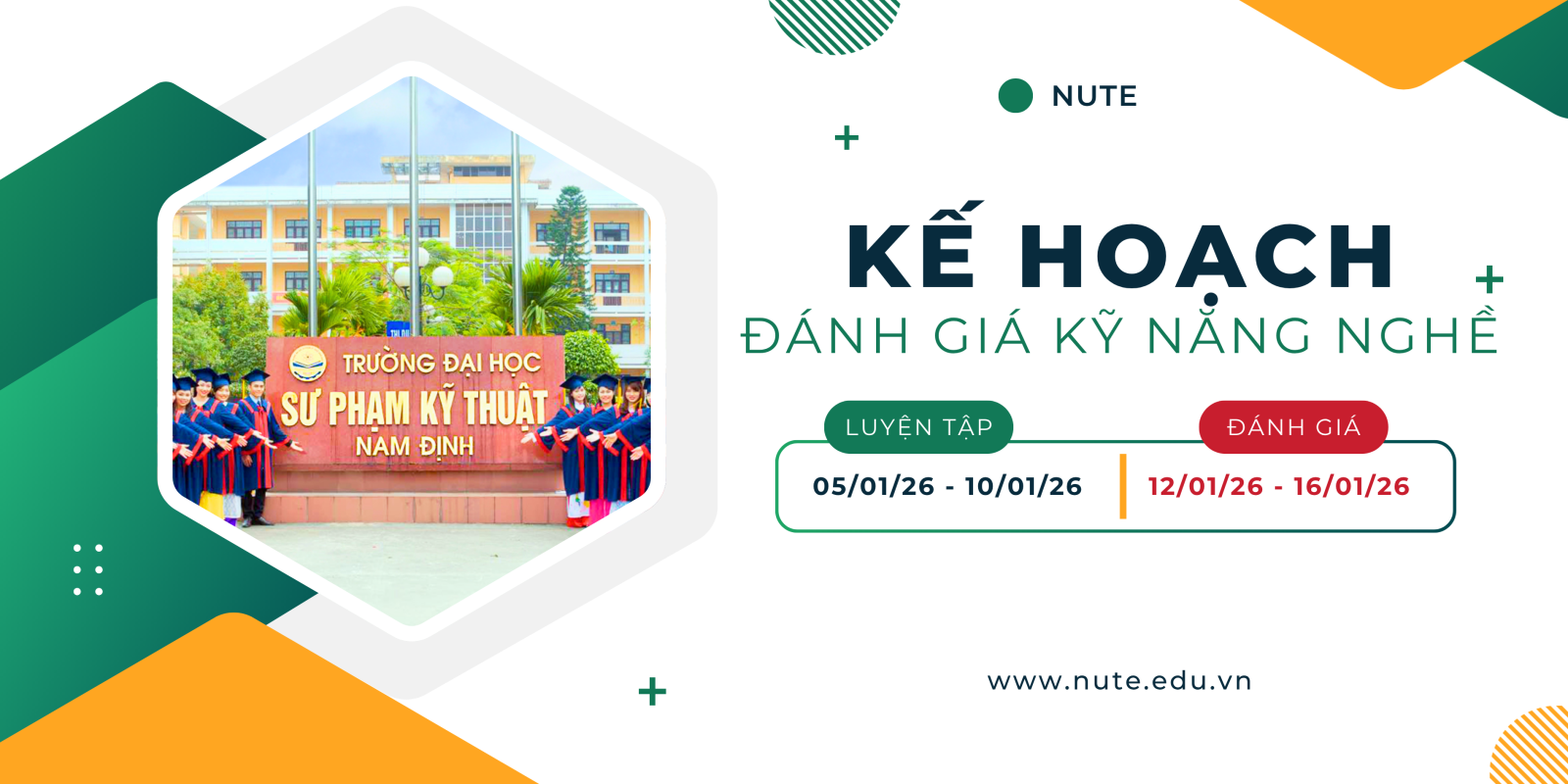 Kế hoạch tổ chức kiểm tra, đánh giá, cấp giấy chứng nhận kỹ năng thực hành nghề cho sinh viên đại học đợt 1 - năm 2026 của Trường Đại học Sư phạm Kỹ thuật Nam Định
