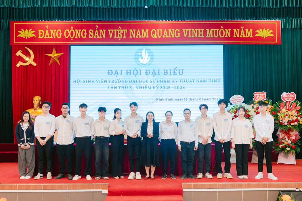 Tổ chức thành công Đại hội Đại biểu Hội sinh viên Việt Nam Trường Đại học Sư phạm Kỹ thuật Nam Định lần thứ X, nhiệm kỳ 2025 – 2028
