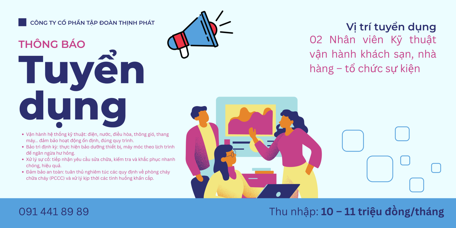 Tuyển dụng Nhân viên Kỹ thuật vận hành khách sạn – Công ty CP Tập đoàn Thịnh Phát | Cơ hội việc làm cho sinh viên NUTE